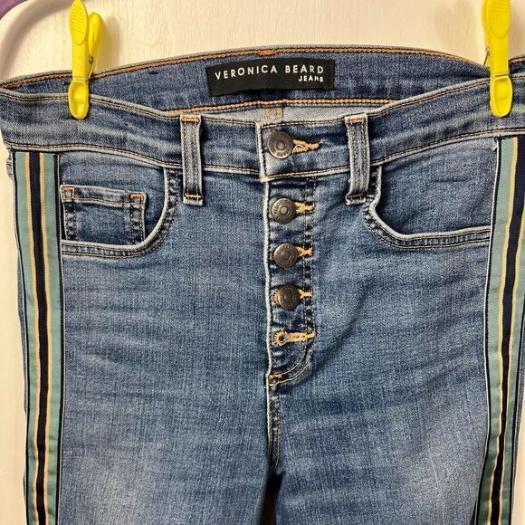 Veronica Beard Debbie High Rise Skinny Jeans with Tuxedo Stripe Size 25 - Picture 5 of 9